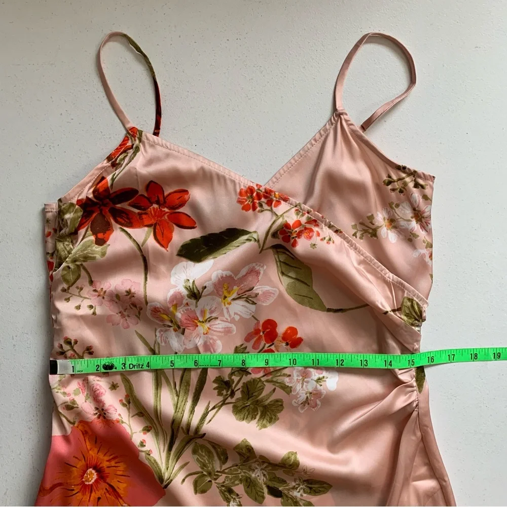 Lulu's Pink Floral Midi Slip Dress with Orange Floral Accents NWOT - Picture 14 of 16